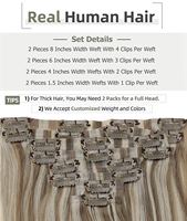 Extensions de cheveux à clips invisibles doublement étirées, alignées sur les cuticules, 100 % cheveux humains vierges bruts, épaisses et sans couture, pour la vente en gros