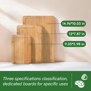 Juego de 3 Tablas de Cortar de Bambú para Cocina, Resistentes, con Ranura para Jugos, Juego de Bloques de Picar de Bambú - Product Image 3