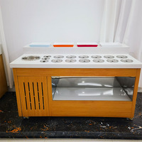 Réfrigérateur de présentation de condiments pour hot pot et malatang à refroidissement direct de 1,8 m avec 3 étagères, table de buffet 2-8 places