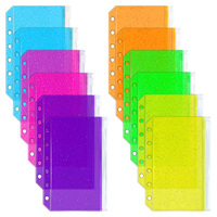 Kantong Binder A5 A6 A7 Warna-warni Transparan PVC dengan Resleting, Amplop Uang, Kantong Lembaran Lepas 6 Lubang, Folder Planner Jurnal