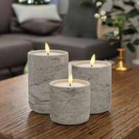 Bougie sans flamme LED avec cire véritable dans un pot en ciment écologique pour la décoration intérieure, les mariages et Diwali Pot en béton