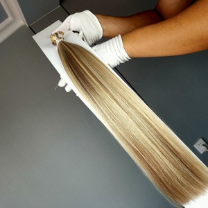 จัสมินบิวตี้ ขายส่งผมยุโรป เคราตินต่อผมแบบ Pre-Bonded ผมแท้แบบแบนและแบบ U Tip เวอร์จิ้น ดับเบิ้ลดรอน สำหรับถักเปีย - Product Image 2