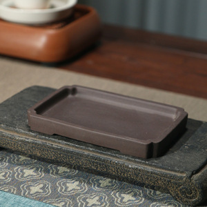 Pot à fleurs <span class=keywords><strong>rectangulaire</strong></span> de luxe en argile violette antique avec plateau non poreux, base à trous de drainage et dessus en pierre absorbante - Product Image 2