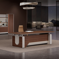 Bureau de direction extensible moderne convertible de luxe Premium CEO Boss avec acier inoxydable et matériaux en bois