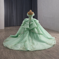Vert menthe chérie Quinceanera robe paillettes appliques corset dos à volants robe de bal Rsm251116