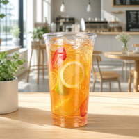 Gobelet jetable en plastique PET 98-24oz transparent de qualité alimentaire, empilable, pour boissons froides, avec couvercles et logo personnalisé