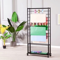 Rak Display Gantung Logam Modern untuk Lantai, Berlapis Bubuk, untuk Penggunaan Ritel, Kertas Pembungkus Kado & Bunga