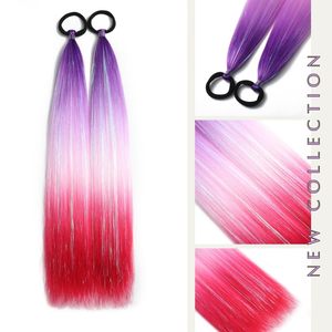 Estensioni per Coda di Cavallo Sfumate da 20 Pollici con Elastico, da <span class=keywords><strong>Viola</strong></span> a Rosa, <span class=keywords><strong>Capelli</strong></span> Sintetici per Donne - Product Image 4