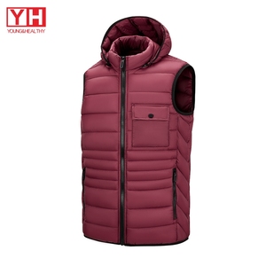 Vestes <span class=keywords><strong>Doudoune</strong></span> sans manches imperméables d'hiver avec fermeture éclair et poche avec logo personnalisé pour hommes <span class=keywords><strong>Doudoune</strong></span> sans manches avec capuche - Product Image 2