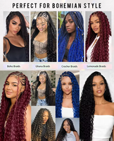 Extensions de cheveux synthétiques pré-étirées de 38 pouces pour tresses au crochet style bohème, cheveux bouclés en vrac teints Deep Wave, marque Mira, pour DIY
