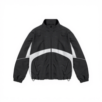 Ensemble de survêtement d'hiver personnalisé à rayures noires et blanches 100% polyester à séchage rapide pour hommes, avec logo frontal, fabricant OEM/ODM
