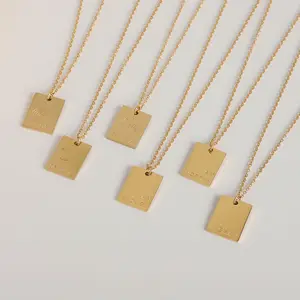 Wholesale Engraved Letter Pendant Necklace PVD 18K Gold Plated Anti Non Tarnish Free Waterproof 316L Stainless Steel Jewelry