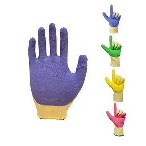定制标志防滑工作手套强力抓地力花园手套，带坚韧乳胶浸棕榈乳胶涂层手套