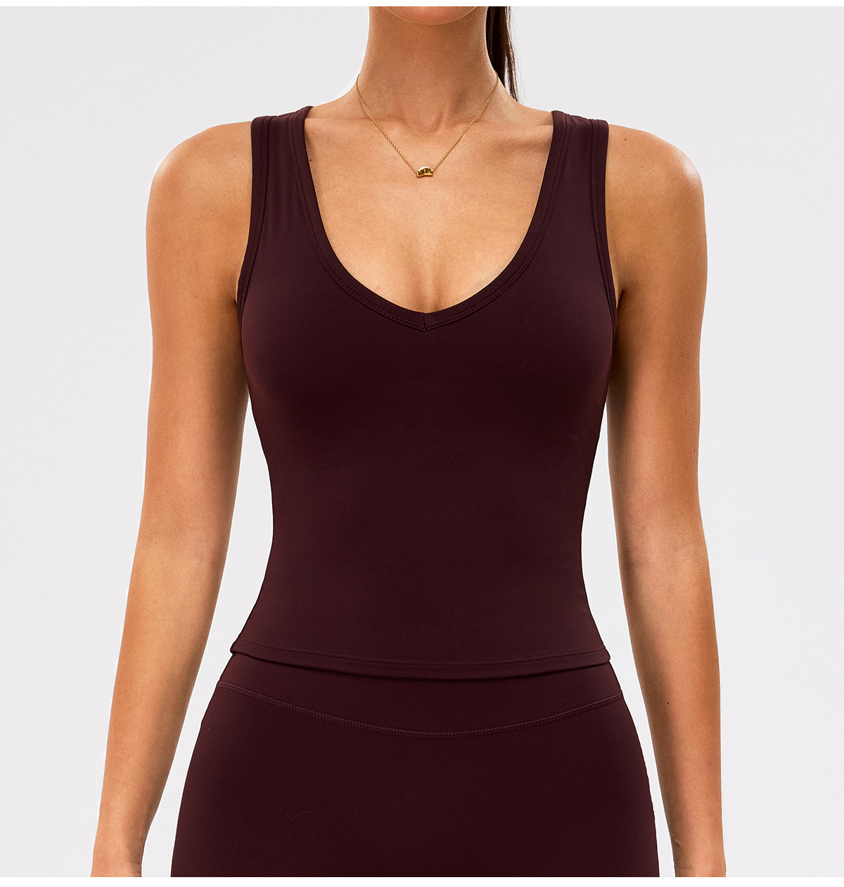 Tight Yoga Tank Top Women's Spandex/Nylon Solid Quick-drying Breathable 220g Simple Fitness Top for Yoga Sports and Fitness