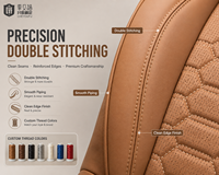 Nouvelles housses de siège auto de luxe sur mesure, design premium, en cuir perforé matelassé nid d'abeille, modèle spécifique, ensemble complet, OEM ODM