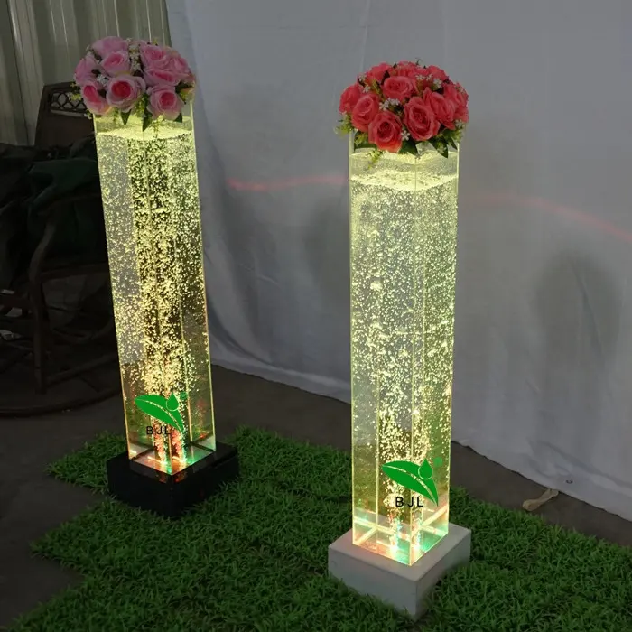 Interior decoración de la boda de pilares de burbuja tubos sensorial led lámparas de piso de la burbuja de agua de la lámpara