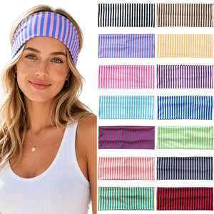 Bandeaux élastiques rayés pour le sport, la gym et le yoga, anti-transpiration, vente en gros - Product Image 1