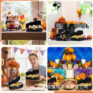 Caja de Almacenamiento con Forma de Ataúd para Halloween, Caja de Madera con Tapa Abatible para Joyas y Dulces, Adorno Decorativo Hecho a Mano - Product Image 4