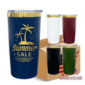 Vasos de Vidrio Multicolores de 20 oz con Recubrimiento Dorado al por Mayor, Tazas de Viaje para Café con Recubrimiento en Polvo de 20 oz, Vaso para Grabado Láser - Product Image 1