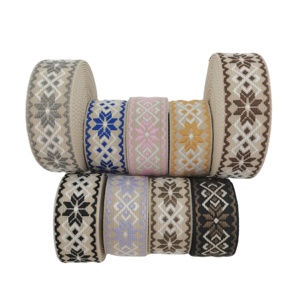 Cinta de Poliéster de Estilo Étnico para Accesorios de Correas de Bolsos, Cinta Jacquard con Diseño de Hoja de Arce y Rombo para Bolsos - Product Image 2