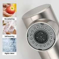 Robinet de cuisine moderne en acier inoxydable avec douchette extractible flexible en céramique, rotation à 360 degrés, double mode de pulvérisation, idéal pour hôtels