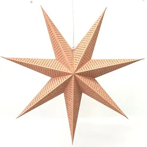 Trendy Handmade Rosa 3D Pendurado 7 Pontos Papel Estrela Lanterna Decoração Interior Para O Natal Ano Novo