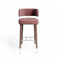 Chaise de bar moderne en velours rembourrée avec accents en laiton imitation, en bois massif, idéale pour îlots de cuisine et salons de chicha – Meilleure vente
