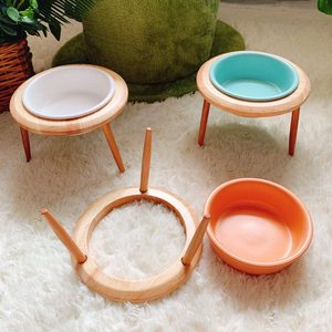Mangeoire surélevée en bois pour animaux de compagnie avec pattes en bambou bols de nourriture pour chiens et chats support de stockage bol de nourriture pour animaux de compagnie - Product Image 2