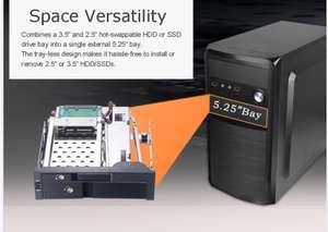 Carcasa Móvil de Doble Bahía para Discos de 2.5/3.5 Pulgadas SATA III con Intercambio en Caliente, Compatible con Discos Duros HDD y Unidades de Estado Sólido SSD - Product Image 4