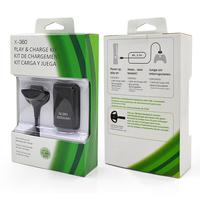 Kit de batterie rechargeable 4800mAH pour manette Xbox 360 Communication filaire en plastique noir et blanc