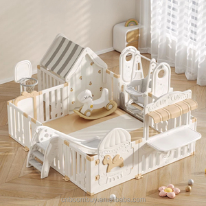 <span class=keywords><strong>Parc</strong></span> de jeux <span class=keywords><strong>pliable</strong></span> pour enfants d'intérieur, enclos de sécurité en plastique pour bébés avec toboggan et balançoire - Product Image 1