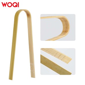 WOQI Ustensiles de cuisine en bambou vert Pince à thé pour salade <span class=keywords><strong>Bacon</strong></span> et toast Ustensile en bois pour la préparation des aliments - Product Image 4