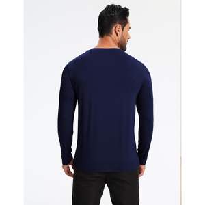 <b>Men's</b> BambooLong Sleeve Sleep Shirt Cloud Soft Moisture Wicking Relaxed Fit Tencel Modal Cotton Loungewear <b>Top</b> - Product Image 3