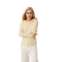 Sweat à capuche en laine rayé pour femmes Pull en tricot de sport 100% Laine solide à manches longues Tricots à capuche décontractés pour femmes