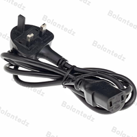 Câble d'alimentation UK vers C17, cordon d'alimentation CA IEC320, cordon d'alimentation BS IEC, PVC noir + cuivre, âme carrée 2*0,75 mm², 1,5 m, 1 prise, OEM, appareil électroménager