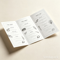 Menu de restaurant personnalisé en papier tri-plié, impression offset, logo personnalisé, taille adaptée pour café, bistrot, hôtel, menu alimentaire