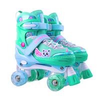 Patins à roulettes clignotants quadruples réglables pour enfants avec 4 roues pour enfants et filles