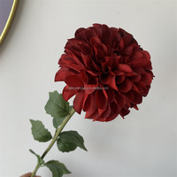 B-866 Bunga Dahlia Sutra Buatan Berkualitas Tinggi Laris Manis, Kepala Besar, Tangkai Tunggal, Merah Burgundy, Ranting Bunga Dahlia Grosir