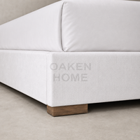 Lit plateforme convertible traditionnel en tissu OAKEN pour chambre à coucher, lit rembourré doux, cadre en tissu taille King, mobilier de maison