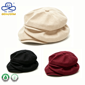 Boinas Elegantes <span class=keywords><strong>de</strong></span> <span class=keywords><strong>Lana</strong></span> <span class=keywords><strong>de</strong></span> Diseño Premium OEM, Personalizadas, <span class=keywords><strong>de</strong></span> Triple Capa, en Colores Lisos, para <span class=keywords><strong>Mujer</strong></span>, Uso Diario Informal - Product Image 2