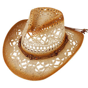 สีส้มคาวบอยหมวกสำหรับหมวกผู้หญิง Cowgirl หมวก Vented หมวกฟาง - Product Image 2