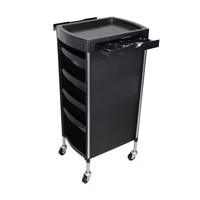 Chariot de rangement moderne noir en PP pour barbier, chariot de salon pour coiffeur avec construction métallique, vente en gros, fabricant d'équipement d'origine