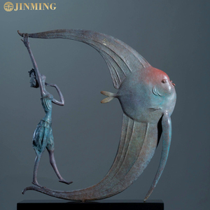 Sculptures de lune en plastique renforcé de fibre de verre, Sculptures de poisson de lune et autres sculptures de lune de figure entraînées par le vent - Product Image 3