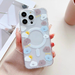 Custodia Magnetica Personalizzata con Nuvole Carine Compatibile con iPhone 17 AIR 16PROMAX 15 14 <span class=keywords><strong>Samsung</strong></span> S26Ultra S25 S24 A17 Custodia Antiurto - Product Image 1