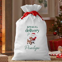 Sac de Noël personnalisé en polyester blanc à sublimation, impression numérique sur demande, design personnalisé, sac de Noël