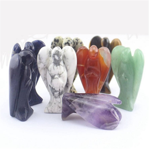 Vente en gros d'oeil de tigre naturel cristal pierre Reiki sculpté cristal artisanat avec ange décoration de la maison matériau mixte pour le thème de l'amour - Product Image 5