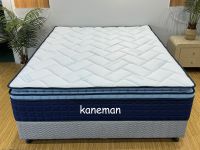 Matelas de luxe Queen King en tissu soie glacée bleu foncé, mousse à mémoire de forme compressée de 35 cm, matelas à ressorts ensachés en tissu rafraîchissant de 14 pouces