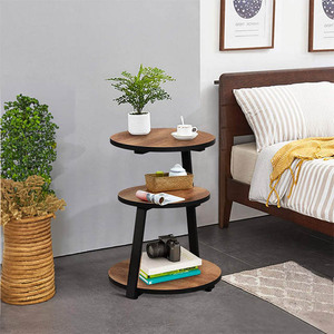 Hiện đại bằng gỗ <span class=keywords><strong>3</strong></span> tầng sofa bên bảng màu nâu Snack Bàn Cạnh Giường ngủ - Product Image 5