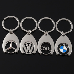Porte-clés transfrontaliers en alliage de zinc électroplaqué avec logos de voitures <span class=keywords><strong>Mercedes</strong></span>-Benz et Audi, jetons de chariot de supermarché et anneaux porte-clés - Product Image 4