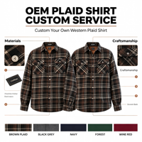 Kemeja Pria Kancing Depan Lengan Panjang Motif Kotak-kotak Pewarnaan ODM dengan Logo Depan Kasual Bahan Katun Lembut
